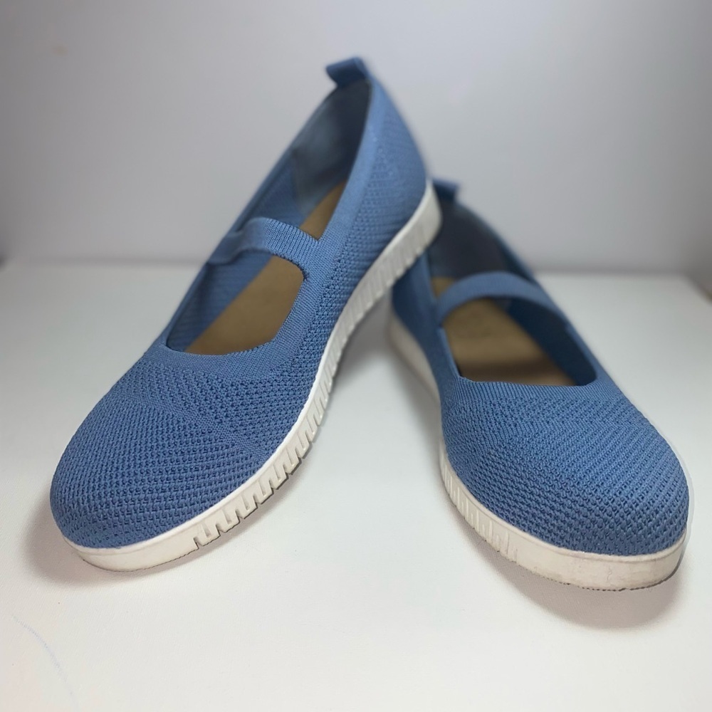 Taryn Rose Nordstrom Mary Jane Slip on Light Blue Flexible Knit Flats - Picture 1 of 6